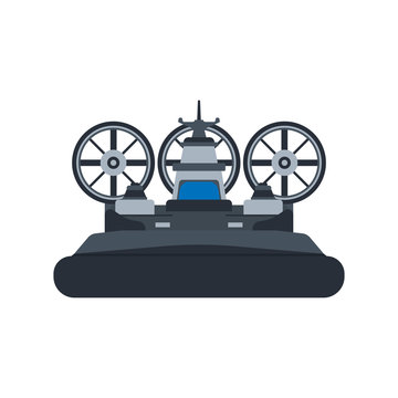 recommend clip art: Navy hovercraft front view vector icon illustration. Boat sea transport water vessel speed. Isolated marine motor flat future carrier engine