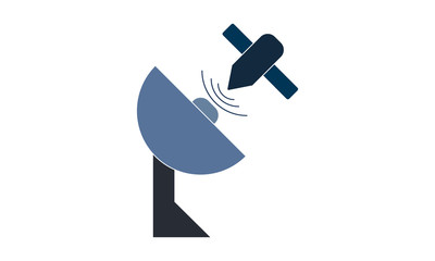 Satellite icon for communication and space technology
