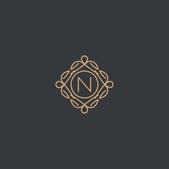 Simple elegant letter N icon logo. Lineart monogram vector logotype