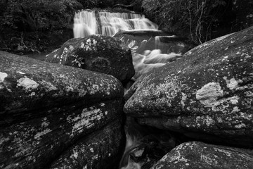 water turbine waterfalls nears famous museum of political military school at Phu Hin Rong Kla National Park, Phitsanulok, Thailand