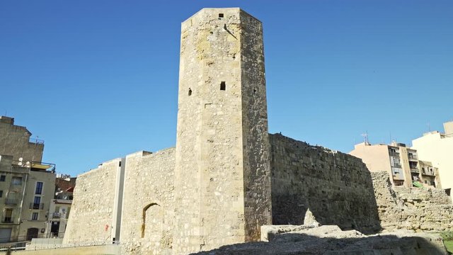 Ancient Roman Circus of Tarraco in Tarragona, Spain, next to the Mediterranean sea in Costa Dorada, Catalonia, Spain.The Archaeological Ensemble of Tarraco is declared a UNESCO World Heritage Site Ref