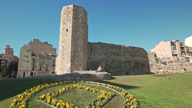 Ancient Roman Circus of Tarraco in Tarragona, Spain, next to the Mediterranean sea in Costa Dorada, Catalonia, Spain.The Archaeological Ensemble of Tarraco is declared a UNESCO World Heritage Site Ref