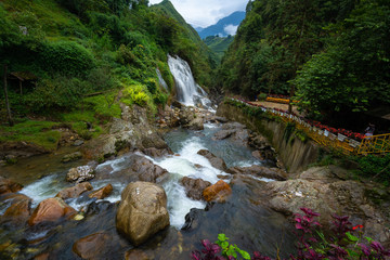 Fototapeta na wymiar Waterfall at Cat Cat Village, San Sa Ho, Lao Cai Province, Vietnam