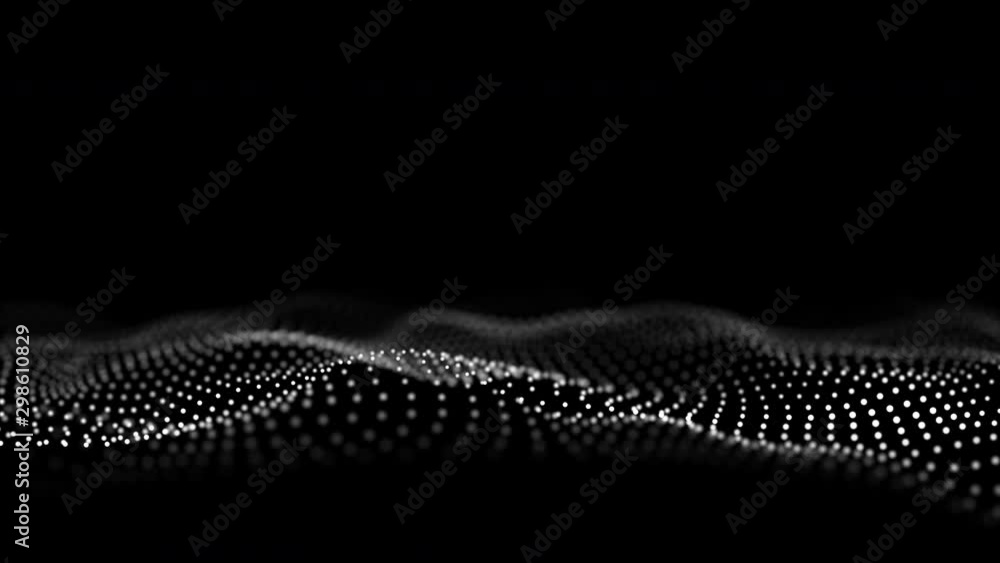 Wall mural wave of particles. futuristic dots background with a flowing, dynamic wave. seamless loop.