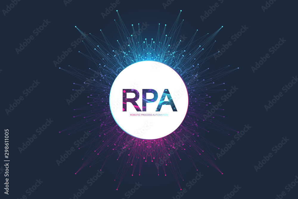 Poster rpa robotic process automatisation. futuristic banner template concept rpa. innovation technology. a