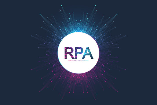 RPA Robotic process automatisation. Futuristic banner template concept RPA. Innovation technology. Artificial intelligence. RPA Vector illustration