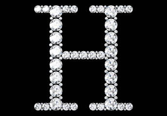 Diamond letters with gemstones isolated on black.3D rendering