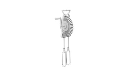 3d rendering of a vintage retro egg beater isolated in white background