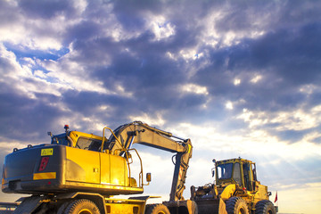 excavator on white background