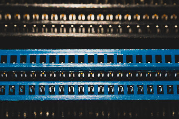 Memory slots on the motherboard close up. ram socket. connector on the circuit board