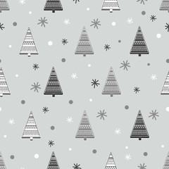 Scandinavian style Christmas trees seamless pattern with pattern