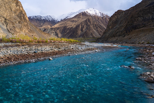 Shyok River at Turtuk village on india and Pakistan Border, Leh district of Jammu and Kashmir in the Nubra Tehsil, India
