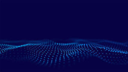 Fototapeta premium Futuristic particle background with a flowing, dynamic wave. 