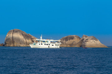 Yacht in Thailand. Cruise to the Similan Islands. Modern yacht in the Andaman Sea. Sea Trip to...