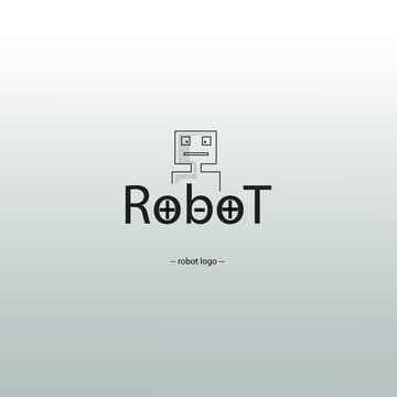 brand logo. robot logo in the form of text and robot