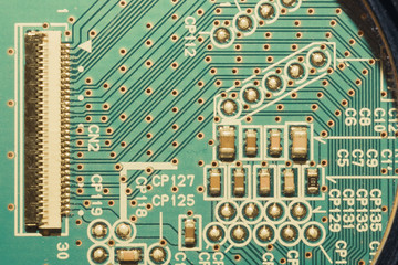 Electronic circuit board abstract background. computer motherboard close up. micro elements of...