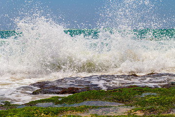 The explosion of water. Travel, tourism, sightseeing. Water blow on the Bali.