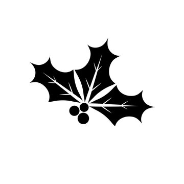 Holly berry icon, Christmas mistletoe, graphic design template, Xmas symbol, vector illustration