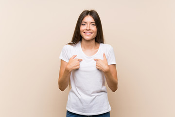 Pretty young girl over isolated background with surprise facial expression