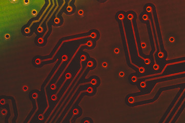 Electronic circuit board abstract background. computer motherboard close up. micro elements of...