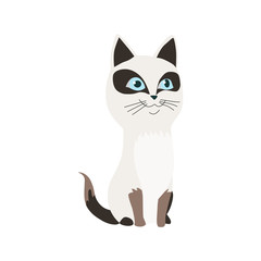 Cute cartoon kittie or cat with colored fur vector illustrations.