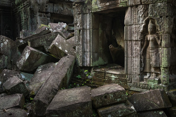 Among the ruin at Ta Prohm Temple, Siem Reap, Cambodia