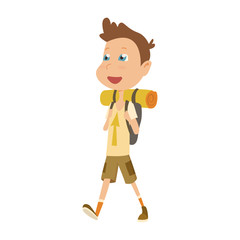 Boy scout camping outfit, summer camp activities vector illustration.