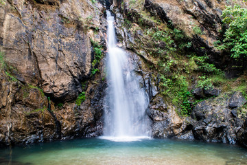 Fototapeta na wymiar View of Jokkradin Waterfall at Thong Pha Phum National Park, Kanchanaburi, Thailand