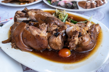 Stewed pork leg, Thai - Chinese traditional delicious food menu