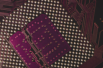 Processor pins macro. computer motherboard close up. cpu pins on a circuit board. computer central...