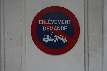 Obraz premium panneau de signalisation enlèvement demandé