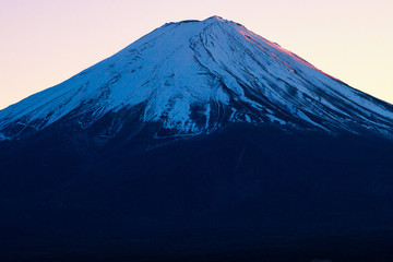 Fototapeta premium Mountain Fuj peak in winter sunset