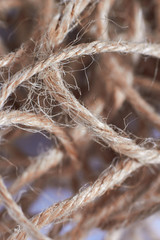 Photo close-up Pile of rope, tackle, thread, net