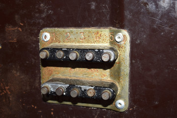 Old rusty lock, Vintage metal door code locks 