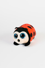 Soft children's toy - ladybug, close up, solate