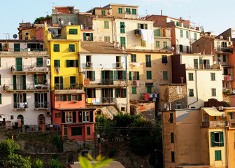 Fototapeta na wymiar Campiglia Tramonti - Cinque Terre: typical centuries-old seaside village on the rugged Italian Riviera coastline