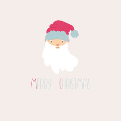 Funny Santa Claus. Merry Christmas card. Vector illustration. Flat design. Eps 10.