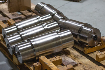Steel shafts after turning operation.