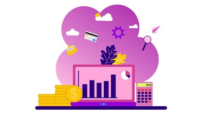 Fototapeta premium business data analysis and marketing,Modern flat design concept ,Vector Illustration, Suitable For web landing page,Wallpaper, Background,banner,Book Illustration