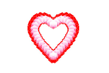 Digital red white Pixel art Heart shape isolated on white background. Beautiful Seamless vector pixel love hearts pattern. Creative and stylish design for banner, wallpaper, card and social media