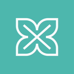 Simple and elegant 4 leaf logo template design. X initial monogram.