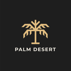 Simple and luxury palm tree with outline or line style for logo template design.