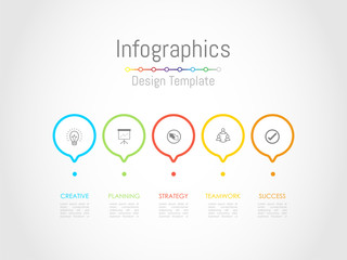 Infographic design elements for your business data with 5 options, parts, steps, timelines or processes. Vector Illustration.