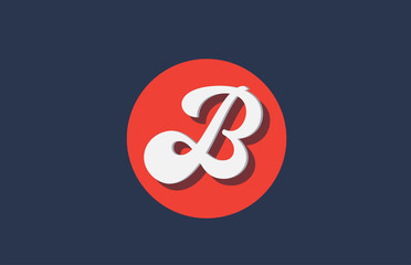 B orange white circle logo letter alphabet for company icon design