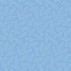 Vector seamless pattern with hand drawn geometric white fish