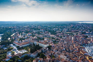 Obraz premium The historic centre of Rovinj in Croatia. Shooting from a drone.