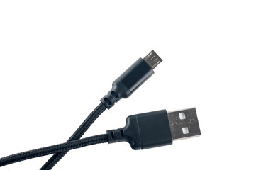 USB cable and mini close up on white