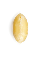 peeled raw peanuts macro on a white background