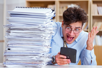 Funny accountant bookkeeper working in the office