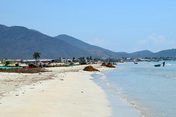 Coastline. Tourist background. The concept of travel and leisure. Pure clear water.